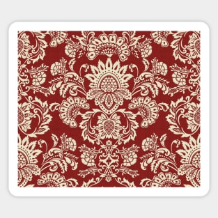 Damask Vintage Red and White Sticker